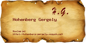 Hohenberg Gergely névjegykártya